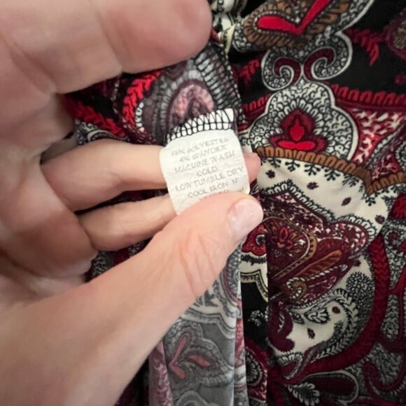 Faux Wrap Dress Paisley Pattern - Flattering Office Dress - Vintage 90s? EUC - Picture 4 of 9